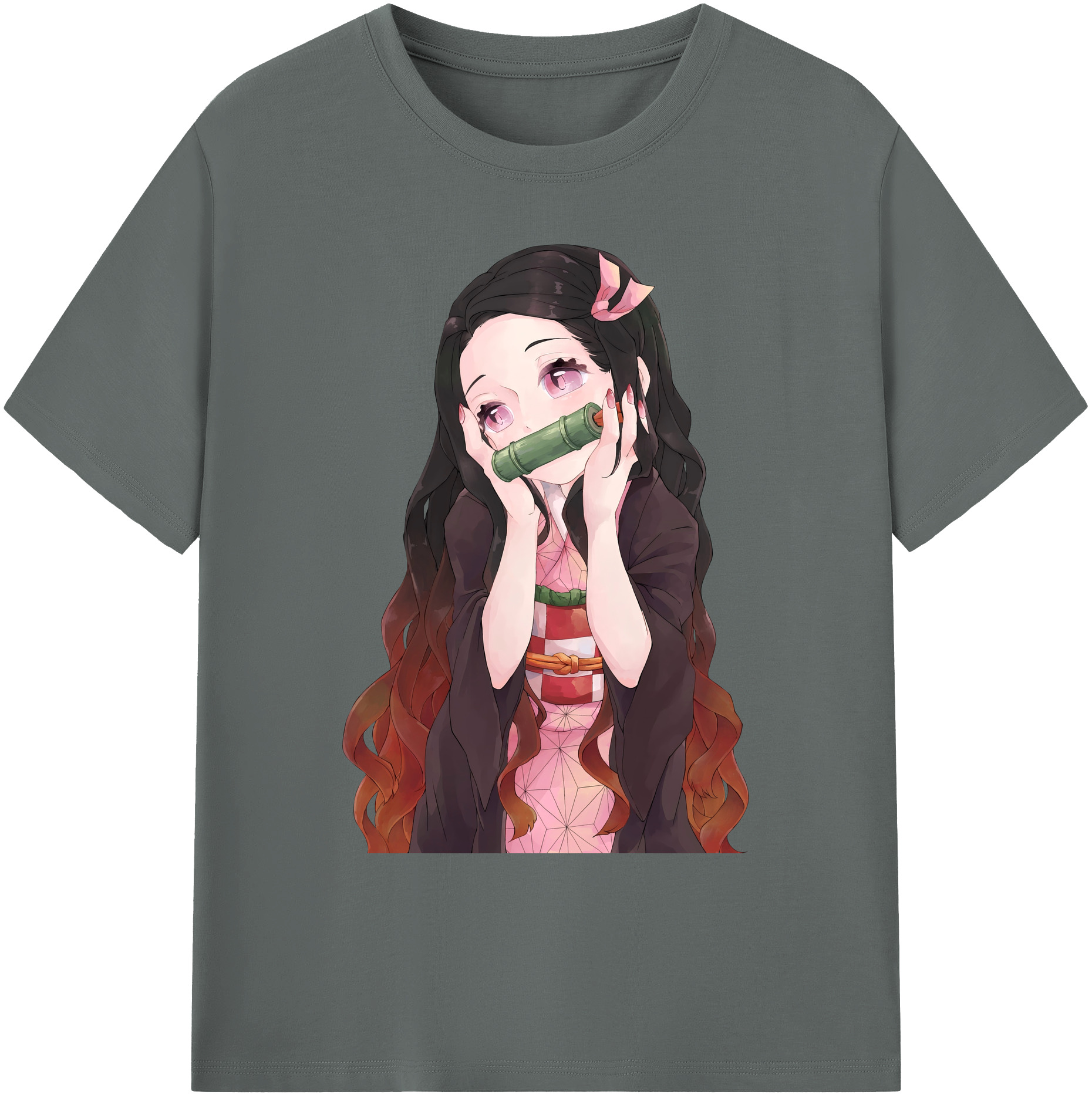 （画像用） 鬼滅の刃（きめつのやいば）竈門 禰󠄀豆子／かまど ねずこ Kamado Nezuko 綿100％ メンズ半袖Tシャツ｜肌触りやわらか＆通気性
